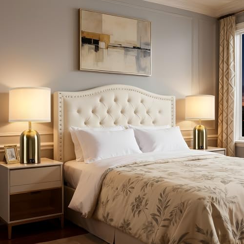 GyroVu Gold Touch Control Bedside Table Lamps Set of 2 with USB Charging