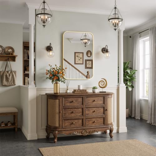 Gold Bathroom Mirror 24x36 Inch Rectangle Vanity Mirror Over Sink - Brushed Finish - Variation of THIS listing