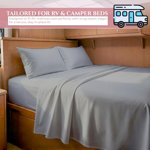MyGiza Sheets Egyptian Cotton RV King Bed Sheets Set - Light Gray, 400TC, Deep Pockets, 4-Piece
