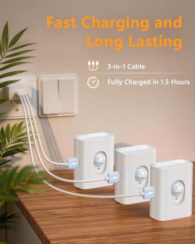 WILLED Motion Sensor Night Lights - Rechargeable Soft White Stair Lighting - White / 8