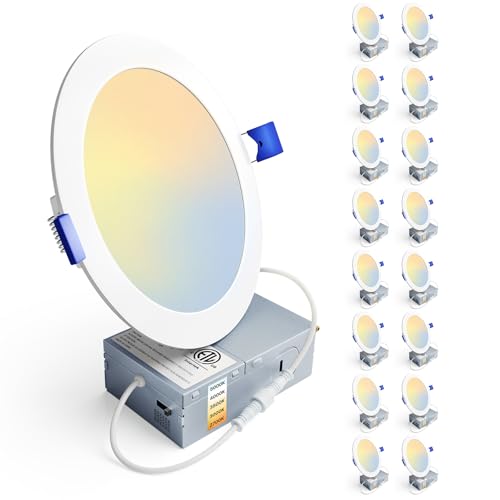 Ensenior 6 Inch Recessed LED Ceiling Lights 5CCT Dimmable 1200LM 12W Pack of 16