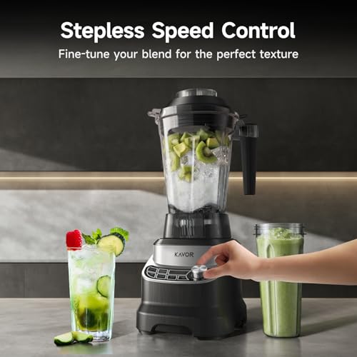 Kavor 2400W Peak Countertop Blender with 64oz Pitcher & Travel Cup, Smart AI Presets