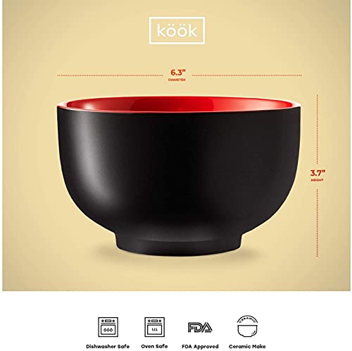KooK Ramen Bowl, Japanese Bowls, Noodle Large Soup Ceramic, Capacity,