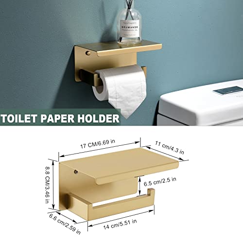 Brushed Dark Gold 4-Piece Bathroom Towel Bar Set - Wall Mounted Stainless Steel