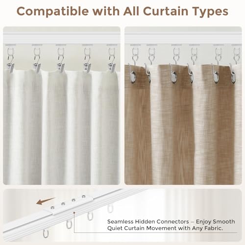 hei! dear White Ceiling Curtain Track 15-18 ft Heavy Duty Wall & Ceiling Mount Rail
