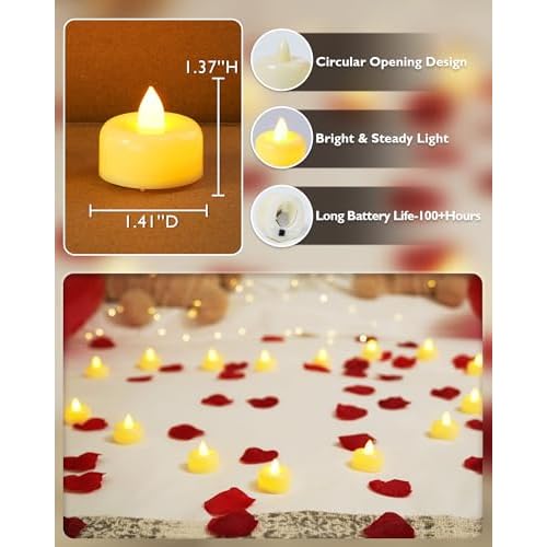 Raycare 12/24/50/100/150Pack Flameless Candles, Battery Operated LED Tea Lights, Long Lasting Fake Candles, Electric Candles for Wedding, Holiday Party, Centerpieces, Home Decor, Halloween, Christmas