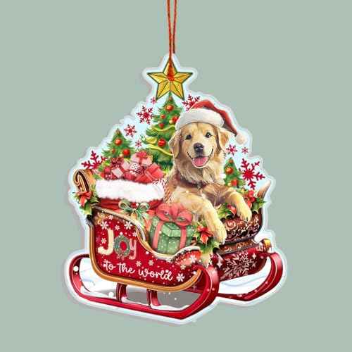 Golden Retriever Christmas Ornament for Golden Retriever Lovers - Christmas Decor 2024 for Golden Retriever Lovers - Golden Dog Aluminum Ornaments (NOT 3D) for Christmas Tree