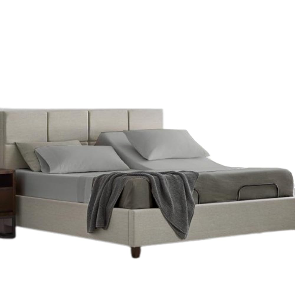 Flex Top King Fitted Sheets for Sleep Number Bed - Half Split King Fitted Sheet, 34" Split, Fits Up to 15" Deep Mattress - Light Grey