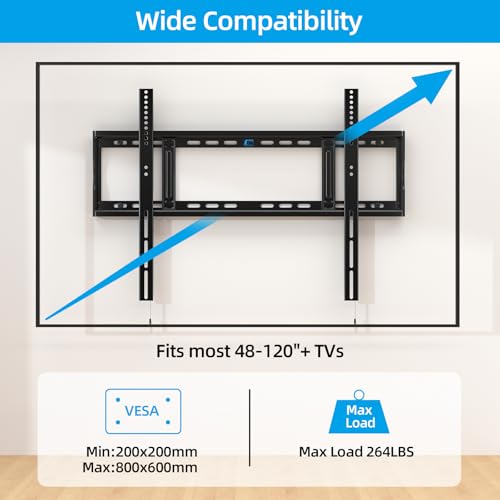 HOME VISION Heavy Duty Fixed TV Wall Mount 48-120 Inch Model 8801/ Supports Up to 264 lbs