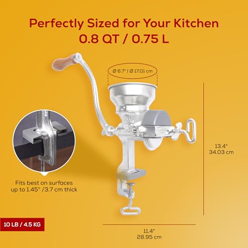 Corona Manual Grain Mill - Cast Iron Hand Grinder for Corn, Wheat & Coffee