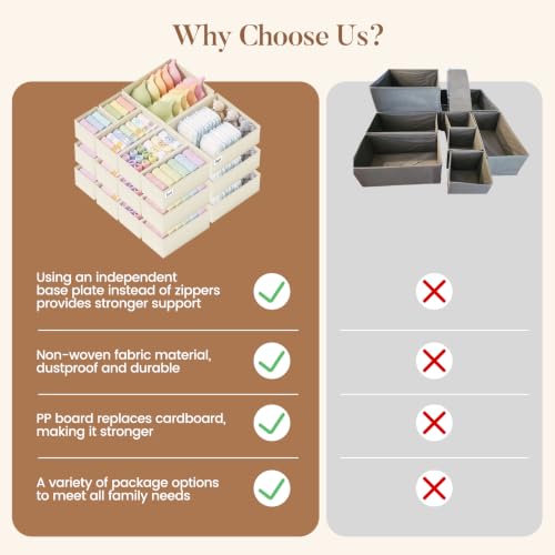 SIXDOVE Beige 21-Pack Drawer Organizer Storage for Clothes, Socks