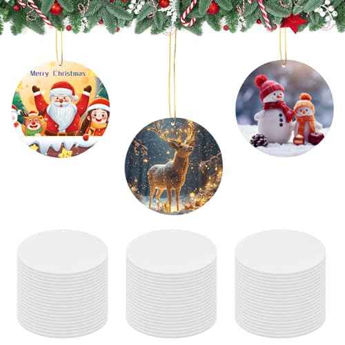 24 pcs Sublimation Ornament Blanks£¬Felt Christmas Ornaments,Sublimation Christmas Ornament Blanks for Christmas Tree Decor Blank Ornaments (Round 3.5 inch)