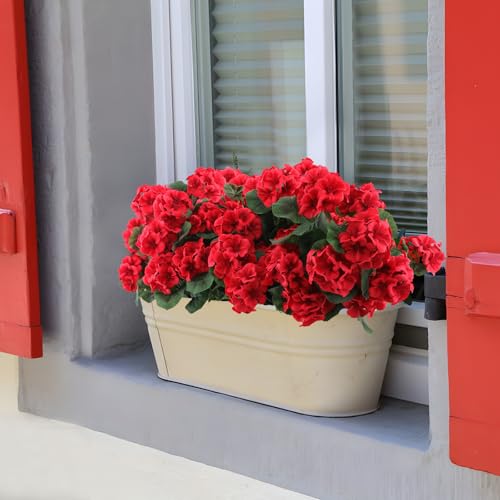 Hananona 24 Red Artificial Geranium Flowers for Outdoor & Indoor Decor