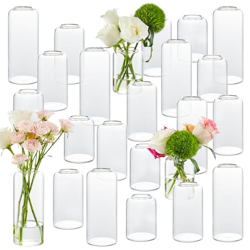 Clear Glass Bud Vases Set of 24 | Small Flower Vases for Centerpieces & Decor - Variation of THIS listing