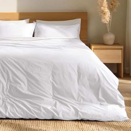 Organic Cotton Percale Duvet Cover Set King / White - No Comforter