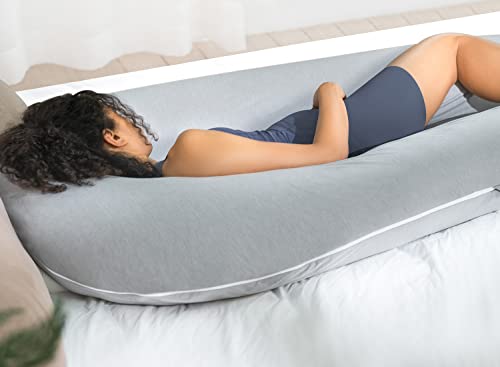 Grey Cooling QUEEN ROSE 65-Inch U Shaped Pregnancy & Body Pillow, Maternity Support