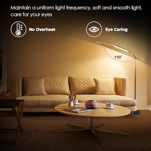 Dimunt Black LED Floor Lamp with Stepless Dimming & Color Temp Adjustment