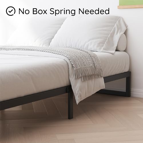Richwanone 8 Inch Queen Metal Bed Frame - Heavy Duty Platform Bed, Noise-Free, Easy Assembly, Black