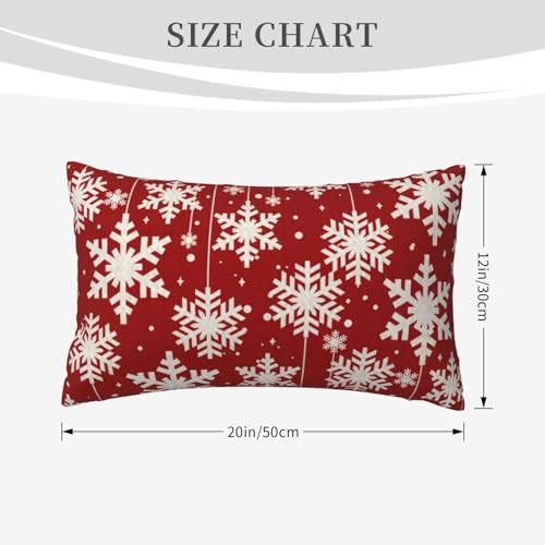 NIDITW Christmas Snowflakes Throw Pillow Cover 12x20 Inches Red Cotton Linen