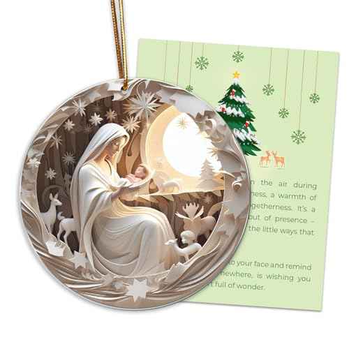 Christmas Ornament 2025, Religious Christmas Ornament, Nativity Xmas Tree Decorations, Friendship Elephant Ornament, White Elephant Gifts for Adults, Religious Gifts for Women