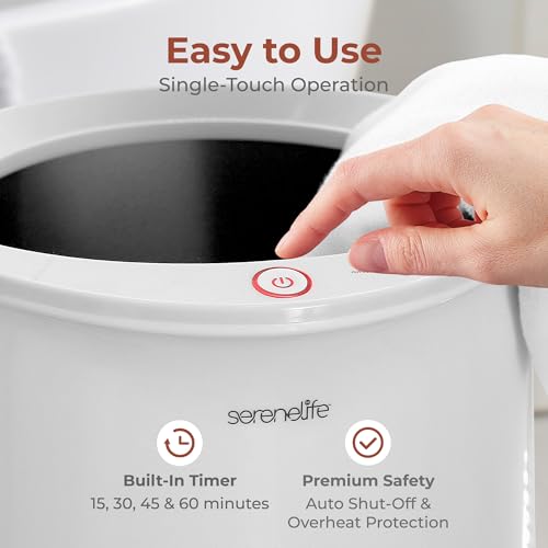 SereneLife White Natural Wood Large Towel Warmer, Spa & Bathroom Luxury Heater