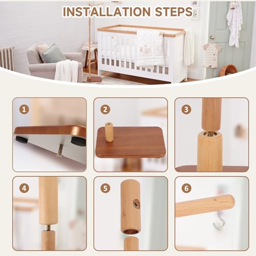 165cm Floor-Standing Baby Mobile Arm with Music Box - Beech Wood Nursery Decor