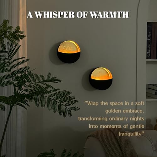 Batoslee Eclipse Wall Candle Sconce Set of 2 – Brushed Woodgrain with Gold Interior