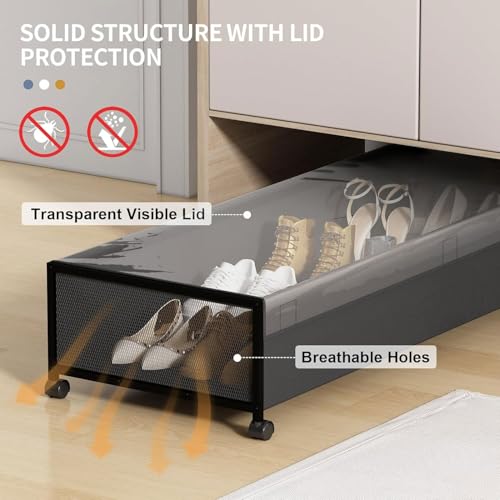 Black 36-Inch Under Bed Storage Containers with Wheels - 2 Pack