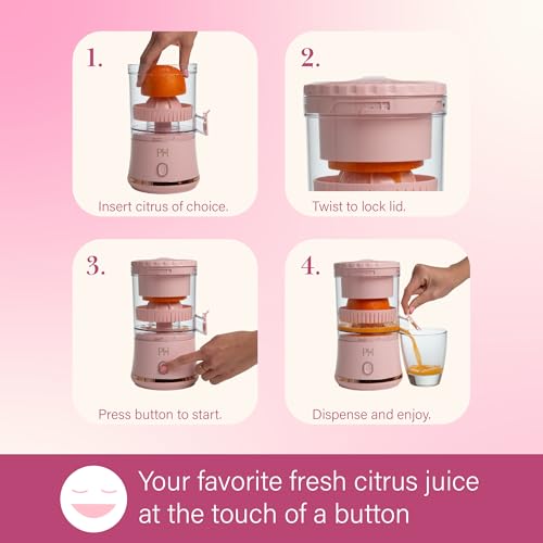 Paris Hilton Pink Electric Citrus Juicer Portable USB Rechargeable Compact Lemon Lime Orange