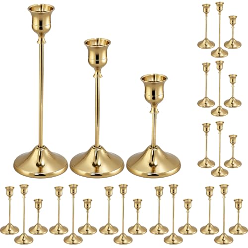 Gold Candlestick Holders, 27Pcs Taper Candle Holders