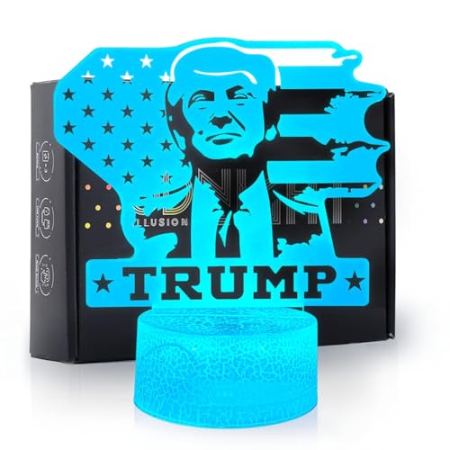 3D LED Night Light Trump 2024 Flat Acrylic Illusion Lighting Lamp with 7 Colors and Touch Sensor, Trump Fan Nightlight Gift, Trump Fight!