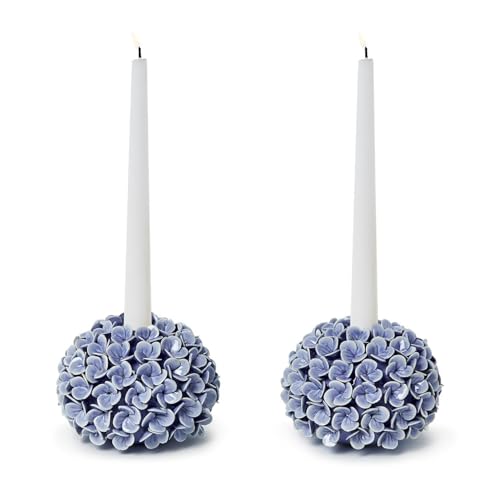 Hydrangea Flower Bud Vases Set - Ceramic Candle Holders for Home Decor