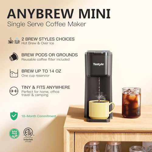 Mini Single Serve Coffee Maker for K-Cup & Grounds - Classic Black