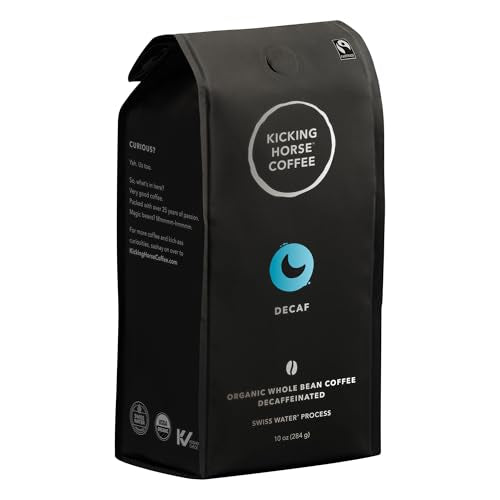 Decaf Dark Roast Whole Bean Coffee - Swiss Water Process, Organic, Fairtrade, Kosher - 10 Ounce Pack of 6