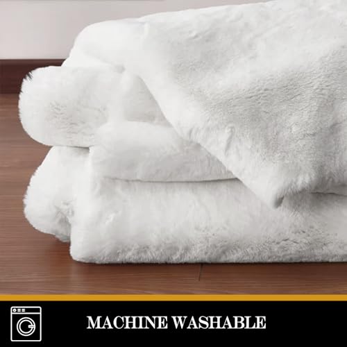 5' x 7' White Faux Fur Rug - Washable Shag Fluffy Rug for Living Room Bedroom Nursery