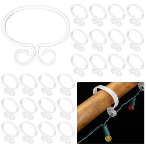 Yalikop 50 Pcs Christmas Banister Light Clips Railing Hook, White,