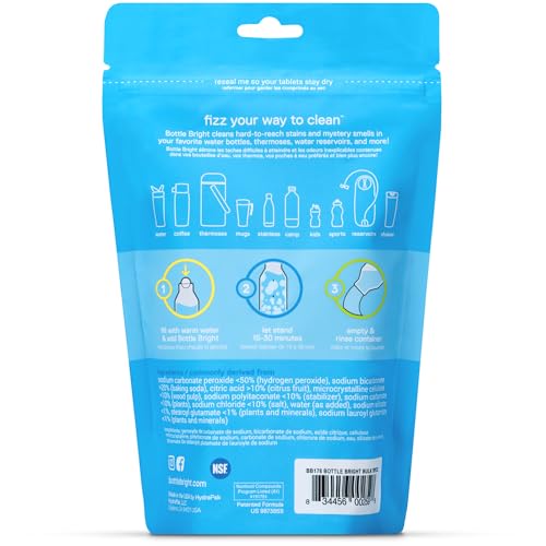 BOTTLE BRIGHT Water Bottle Cleaning Tablets 78 Count - Removes Stains & Odors
