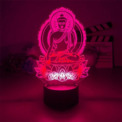 3D Buddha led Night Light Lamp Illusion Night Light 16 Color Changing Table Desk Decoration Lamps Gift Acrylic Flat ABS Base USB Cable Toy