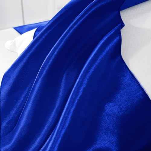 KKJIAF 6 Pack Royal Blue Table Runners 12 x 108 Inch, Rectangular Smooth Satin Silk Table Runner for Wedding, Banquet, Birthday Party Decoration