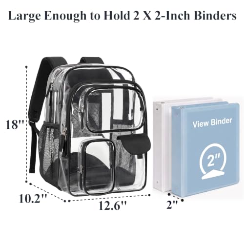 PACKISM Pro Series Clear Backpack for School 18 Inch Extra Large Black
