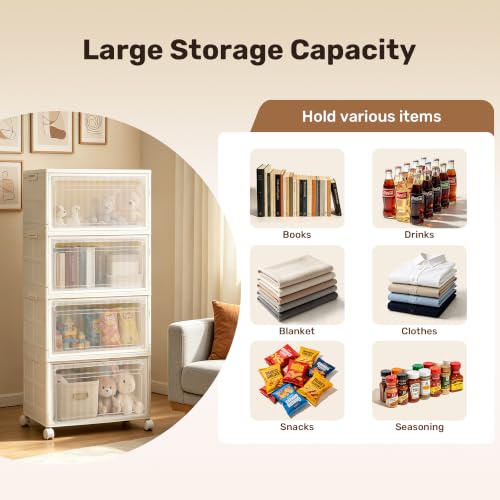 Maeytau 4-Tier 128QT Stackable Storage Bins with Lids & Wheels