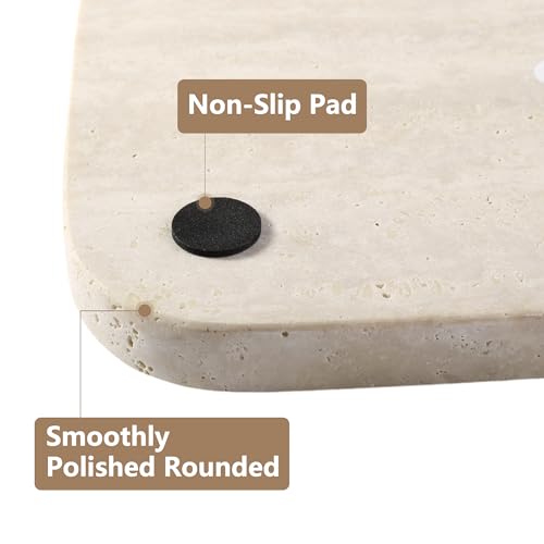 Karibiber Travertino Romano Marble Vanity Tray - Italian Stone Jewelry & Perfume Holder