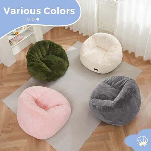 Pink Shell-Shaped Kids Bean Bag Chair - MAXYOYO Foam Floor Sofa