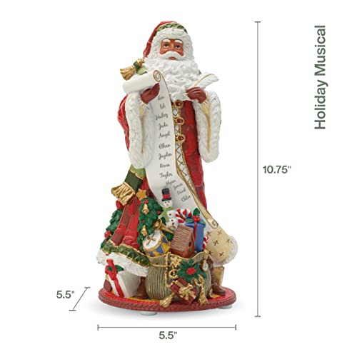 Fitz & Floyd Holiday Home African American Santa Musical Figurine - Wind-Up Decorative Resin Christmas Decoration