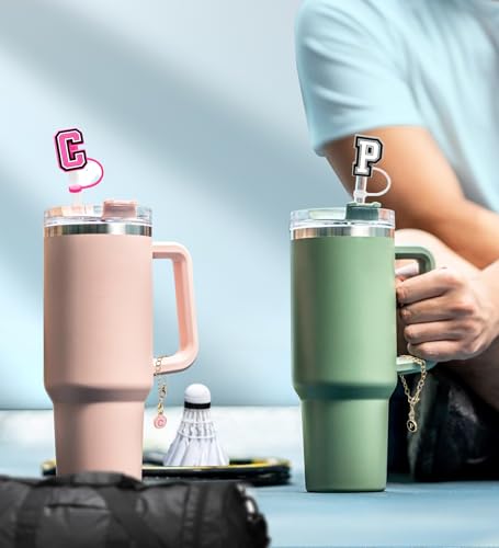 Nuozme 3PCS Personalized Letter Silicone Straw Covers G/Simple for Stanley 30&40 Oz Tumblers