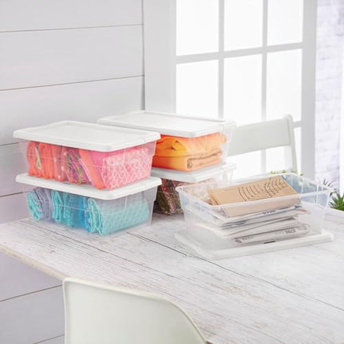 Sterilite 6 Quart Clear Plastic Storage Bins - 24-Pack Stackable Containers