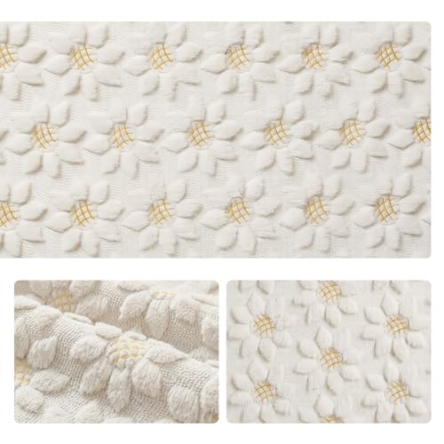 Artoid Mode 13" x 120" White Faux Fur Sunflower Table Runner for Home & Dining