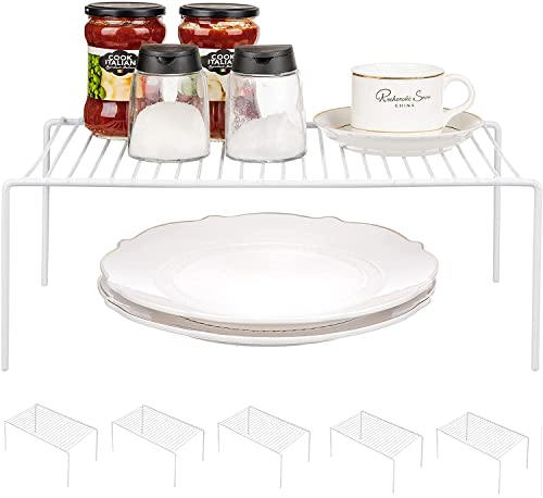 Kitchen Cabinet Shelf Organizer Set of 6 - Medium White Metal Wire Shelves