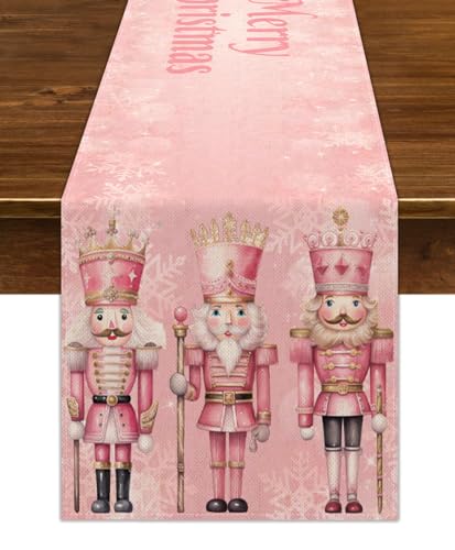 Pink Nutcrackers Christmas Table Runner Xmas Decoration Winter