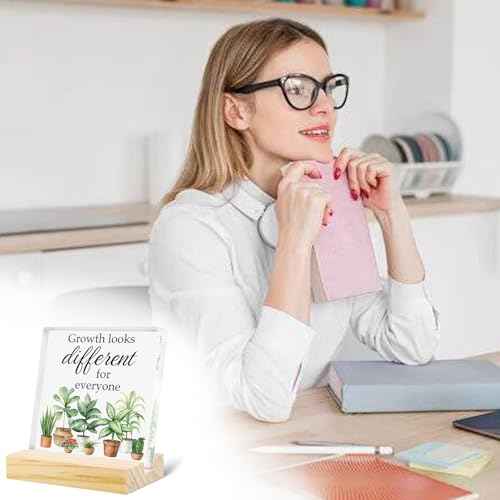 Motivational Acrylic Office Decor For Women Man Cute Plant Flower Desk Decor Sign Classroom Decorations Retirement Gift Green Desk Accessories For Farmhouse Home Bedroom